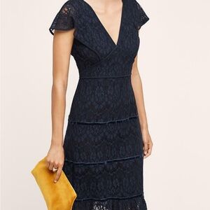 Anthropologie tiered navy Foxiedox dress